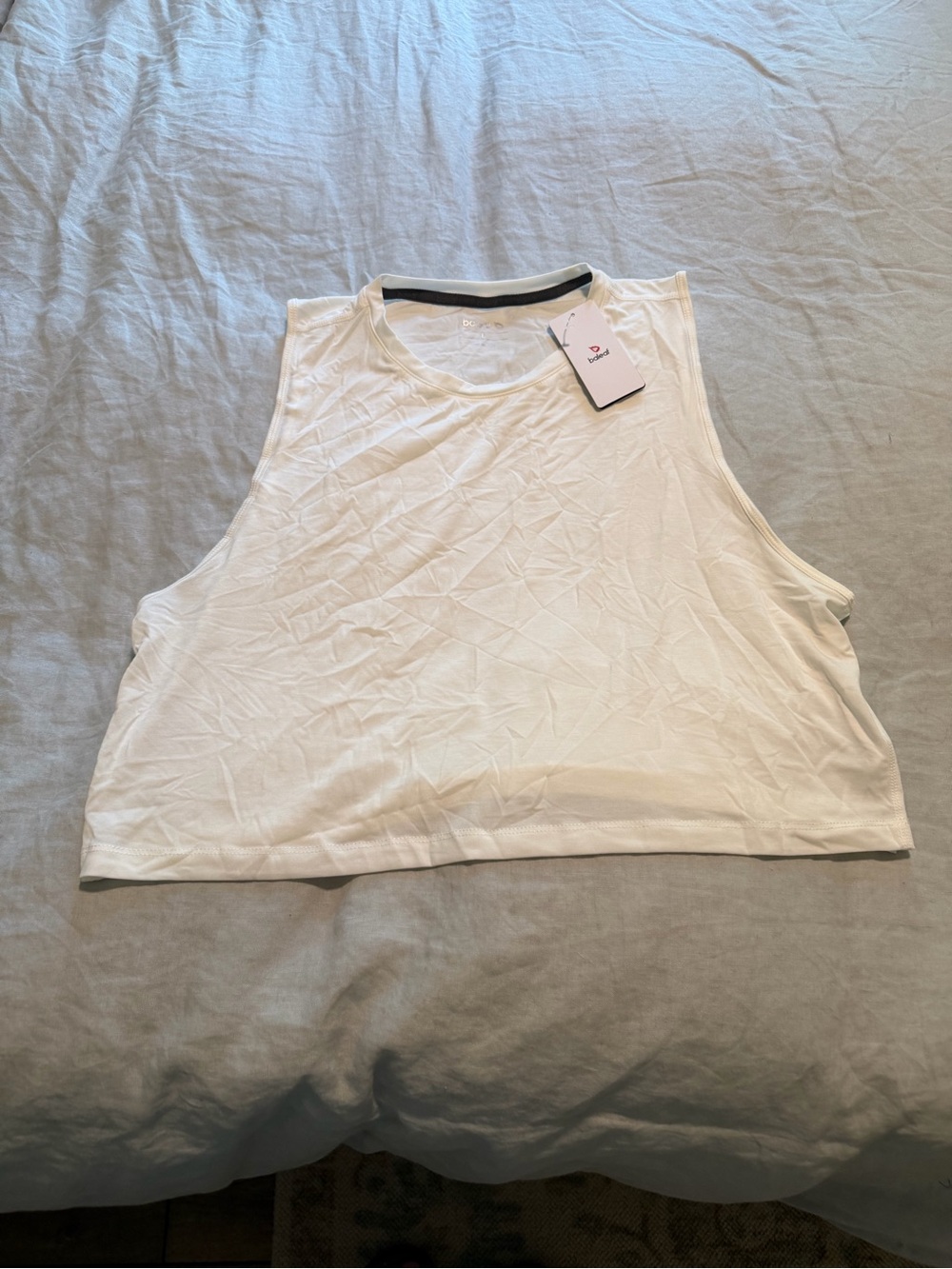 Baleaf White Cropped Athletic Tank - Sleeveless Workout Top